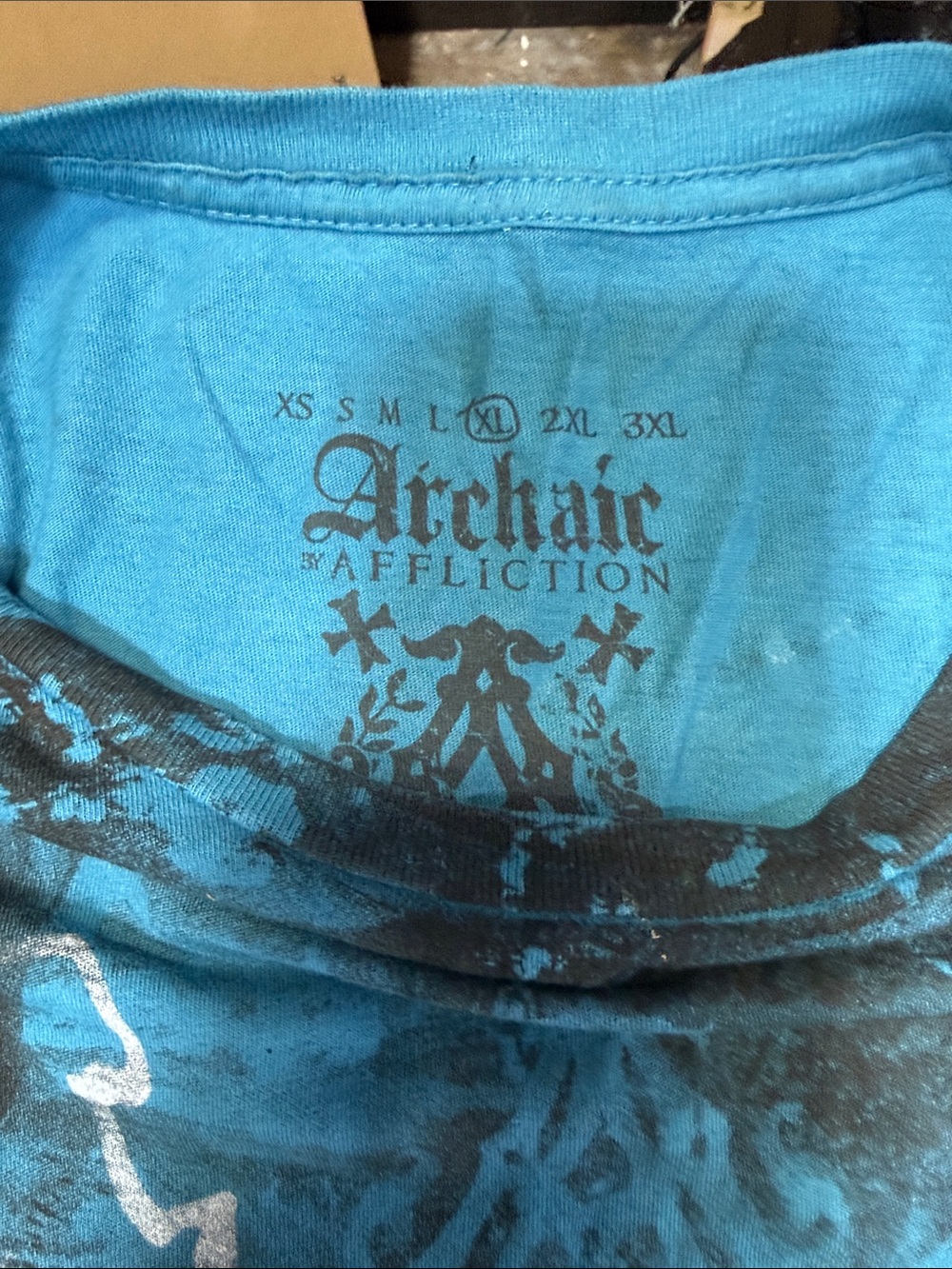 Affliction Archaic Graphic Tee - Turquoise & Black Print
